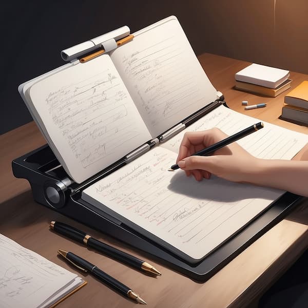 An elegant notepad with a hand writing on it